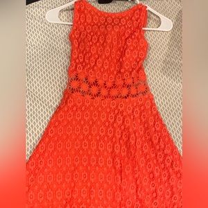 Bright orange flower pattern dress